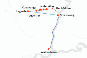Carte de l'itinéraire de croisière Strasbourg-Strasbourg d'une durée de 6 jours