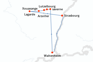 Carte de l'itinéraire de croisière Strasbourg-Strasbourg d'une durée de 6 jours