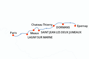 carte itinéraire croisière Seine 6 jours au départ du port de Epernay