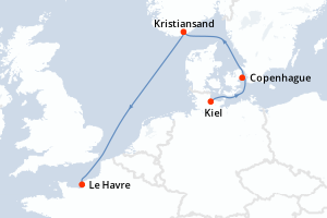 carte itinéraire croisière Europe du Nord 4 jours au départ du port de Kiel