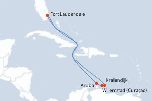 Carte itinéraire croisière États-Unis, Pays-Bas - 8 jours au départ de Fort Lauderdale - Caraïbes Bahamas