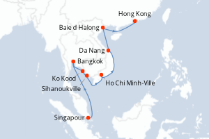 carte itinéraire croisière Asie 14 jours au départ du port de Singapour