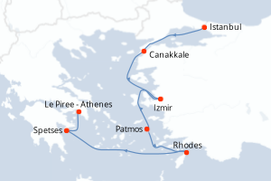 carte itinéraire croisière Méditerranée 7 jours au départ du port de Istanbul