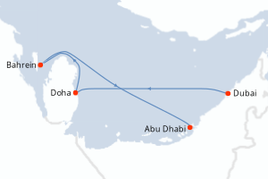carte itinéraire croisière Moyen-Orient Dubaï 4 jours au départ du port de Dubai