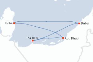 carte itinéraire croisière Moyen-Orient Dubaï 5 jours au départ du port de Abu Dhabi