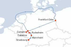 Carte de l'itinéraire de croisière Strasbourg-Strasbourg d'une durée de 6 jours