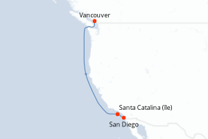 carte itinéraire croisière Amérique du Nord 4 jours au départ du port de San Diego