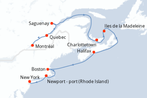 carte itinéraire croisière Caraïbes Bahamas 11 jours au départ du port de Montréal