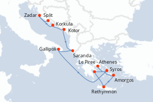 carte itinéraire croisière Caraïbes Bahamas 11 jours au départ du port de Split