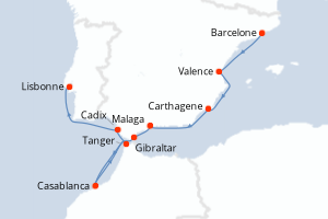 carte itinéraire croisière Méditerranée 11 jours au départ du port de Barcelone