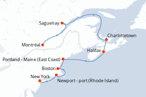 carte itinéraire croisière Caraïbes Bahamas 11 jours au départ du port de Montréal