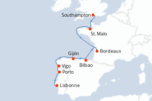 carte itinéraire croisière Caraïbes Bahamas 12 jours au départ du port de Lisbonne