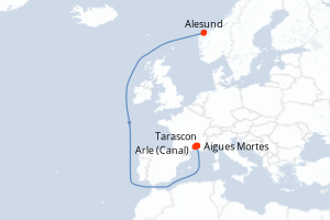 Carte de l'itinéraire de croisière Avignon-Avignon d'une durée de 4 jours