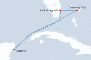 carte itinéraire croisière Caraïbes Bahamas 5 jours au départ du port de Fort Lauderdale