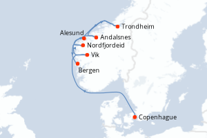 carte itinéraire croisière Caraïbes Bahamas 7 jours au départ du port de Copenhague