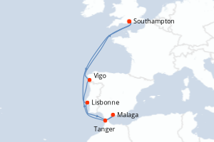 carte itinéraire croisière Europe du Nord 10 jours au départ du port de Southampton