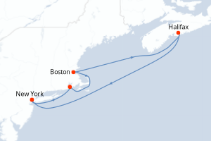 carte itinéraire croisière Amérique du Nord 7 jours au départ du port de New York