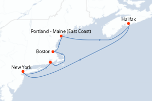 carte itinéraire croisière Amérique du Nord 7 jours au départ du port de New York