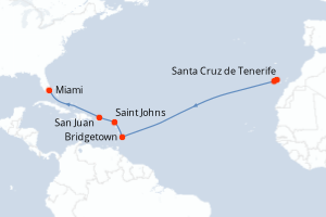 carte itinéraire croisière Iles Canaries 12 jours au départ du port de Santa Cruz de Tenerife