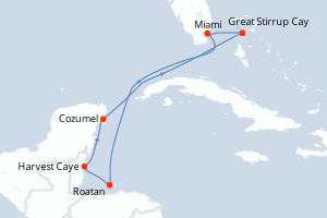 carte itinéraire croisière Caraïbes Bahamas 7 jours au départ du port de Miami