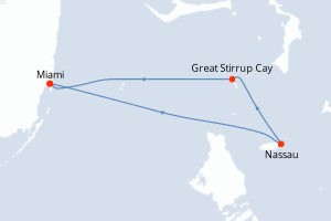 carte itinéraire croisière Caraïbes Bahamas 4 jours au départ du port de Miami