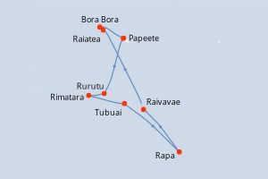 Carte de l'itinéraire de croisière Papeete-Papeete d'une durée de 12 jours