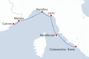 carte itinéraire croisière Méditerranée 5 jours au départ du port de Cannes