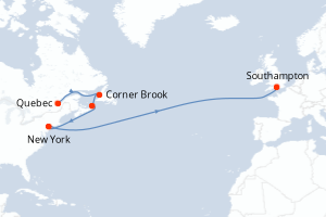 carte itinéraire croisière Europe du Nord 14 jours au départ du port de Quebec