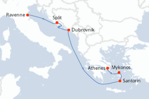 carte itinéraire croisière Adriatique 7 jours au départ du port de Ravenne