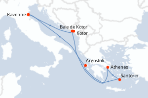 Carte de l'itinéraire de croisière Ravenne-Ravenne d'une durée de 7 jours