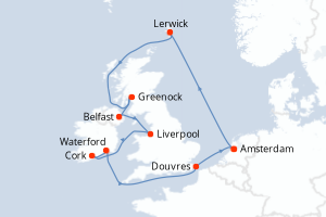 carte itinéraire croisière Europe du Nord 11 jours au départ du port de Amsterdam