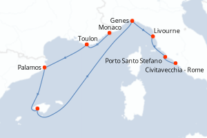 carte itinéraire croisière Méditerranée 8 jours au départ du port de Monaco Monte-Carlo