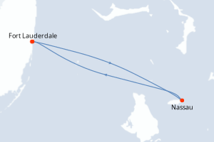 carte itinéraire croisière Caraïbes Bahamas 3 jours au départ du port de Fort Lauderdale