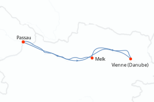 carte itinéraire croisière Danube 3 jours au départ du port de Passau