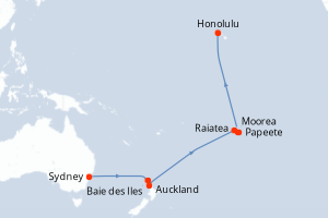 carte itinéraire croisière Hawaii 17 jours au départ du port de Sydney