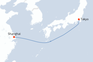 carte itinéraire croisière Asie 3 jours au départ du port de Tokyo