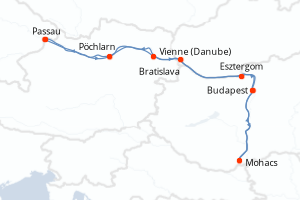 carte itinéraire croisière Danube 7 jours au départ du port de Passau