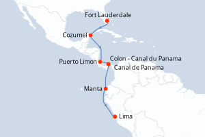 carte itinéraire croisière Caraïbes Bahamas 13 jours au départ du port de Fort Lauderdale