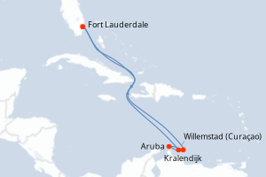 Carte de l'itinéraire de croisière Fort Lauderdale-Fort Lauderdale d'une durée de 8 jours