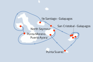 Carte de l'itinéraire de croisière San Cristobal - Galapagos-San Cristobal - Galapagos d'une durée de 7 jours