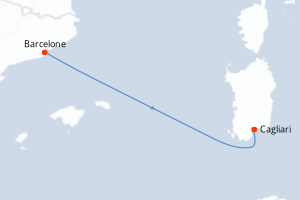 Carte itinéraire croisière Espagne, Italie - 2 jours au départ de Barcelone - Méditerranée