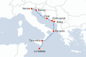 carte itinéraire croisière Adriatique 7 jours au départ du port de Venise