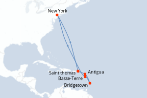 carte itinéraire croisière Amérique du Nord 11 jours au départ du port de New York