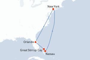 carte itinéraire croisière Amérique du Nord 8 jours au départ du port de New York