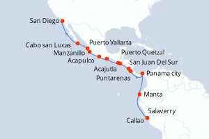 carte itinéraire croisière Amérique du Nord 17 jours au départ du port de Callao