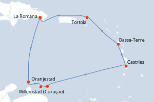 carte itinéraire croisière Caraïbes Bahamas 7 jours au départ du port de La Romana