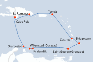 carte itinéraire croisière Caraïbes Bahamas 9 jours au départ du port de La Romana