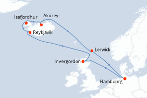 carte itinéraire croisière Europe du Nord 11 jours au départ du port de Hambourg