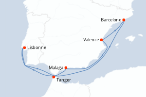 carte itinéraire croisière Méditerranée 9 jours au départ du port de Barcelone