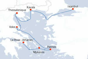 carte itinéraire croisière Méditerranée 7 jours au départ du port de Le Piree - Athenes